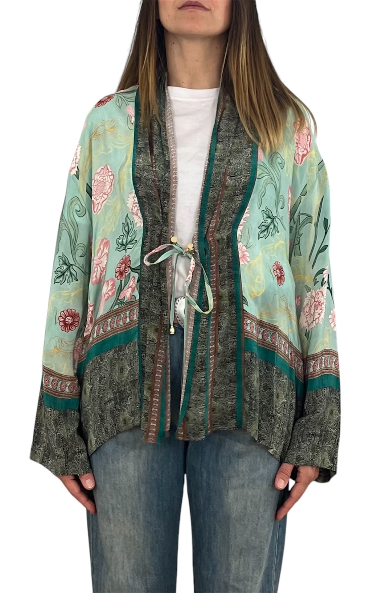 Wu'Side - Kimono corto con coulisse - Verde acqua