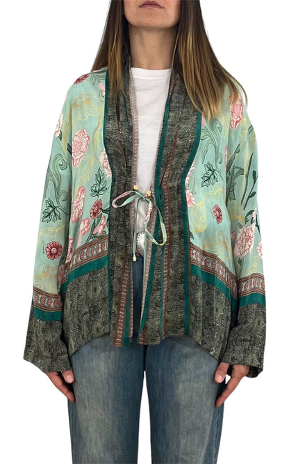 Wu'Side - Kimono corto con coulisse - Verde acqua