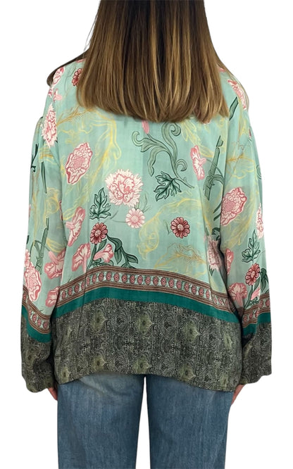 Wu'Side - Kimono corto con coulisse - Verde acqua