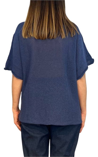 Initial - Maglia scollo v - Blu