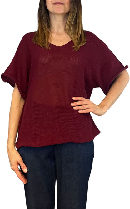 Initial - Maglia scollo v - Burgundi