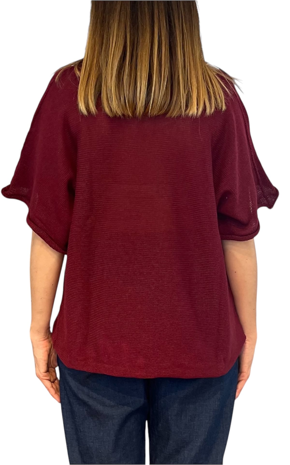 Initial - Maglia scollo v - Burgundi