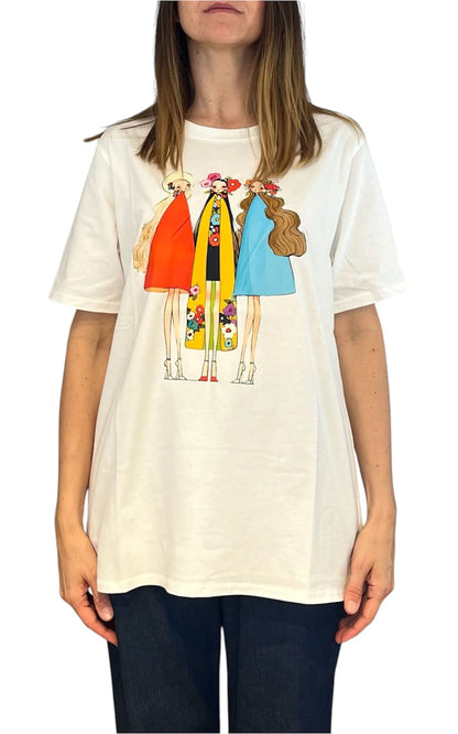 Civico 1 - T-shirt 3 bambole abito - Bianco