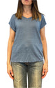 Off- on - T-shirt scollo V lino - Celeste