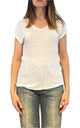 Off- on - T-shirt scollo V lino - Bianco