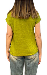 Off- on - T-shirt scollo V lino - Olio