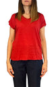 Off- on - T-shirt scollo V lino - Rosso