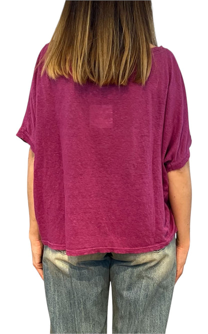 Off- on - T-shirt over lino - Ciclamino