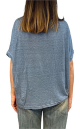 Off- on - T-shirt over lino - Celeste