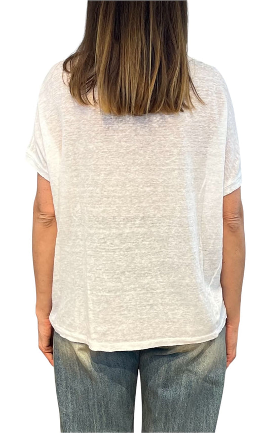 Off- on - T-shirt over lino - Bianco