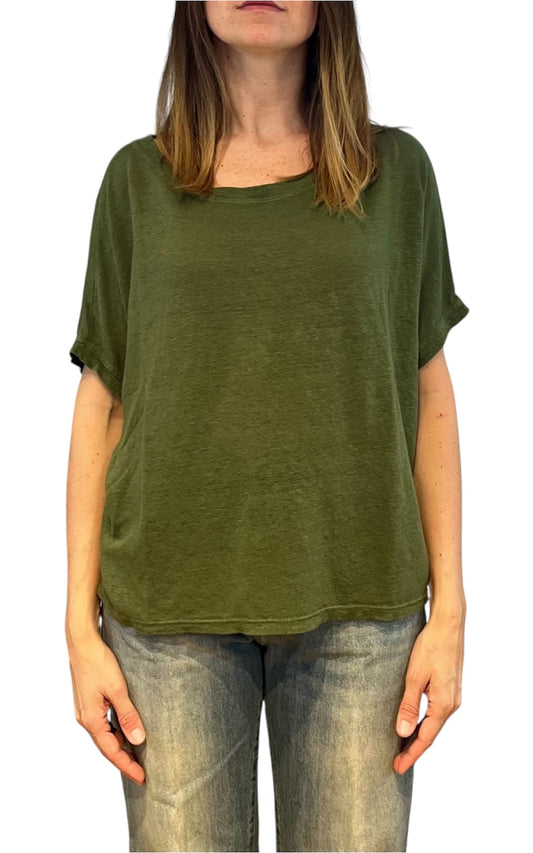 Off- on - T-shirt over lino - Verde militare