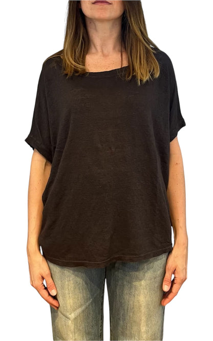 Off- on - T-shirt over lino - Marrone