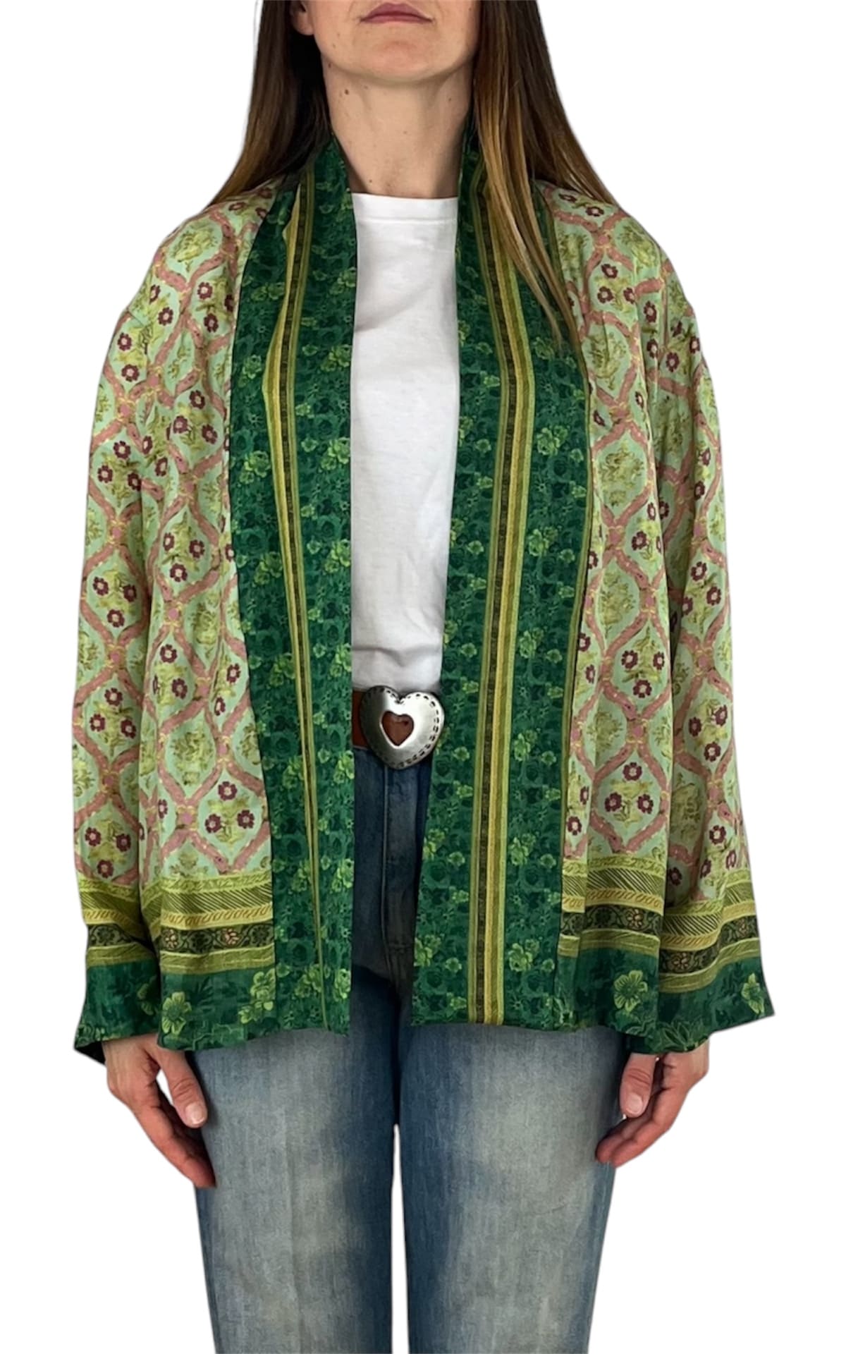 Wu'Side - Kimono corto sfoderato - Verde/Ciclamino