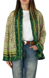 Wu'Side - Kimono corto sfoderato - Verde/Ciclamino