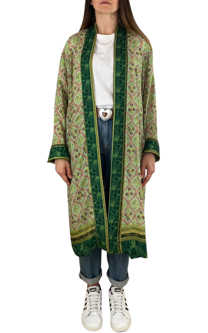 Wu'Side - Kimono lungo sfoderato - verde/ciclamino