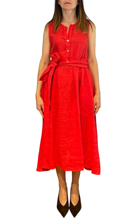 Off-on - Abito lino - Rosso