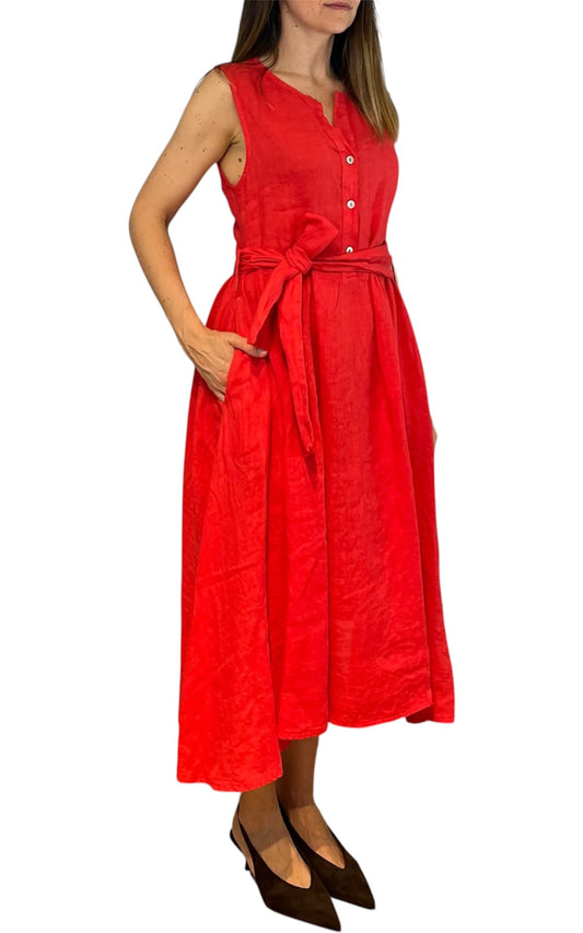 Off-on - Abito lino - Rosso