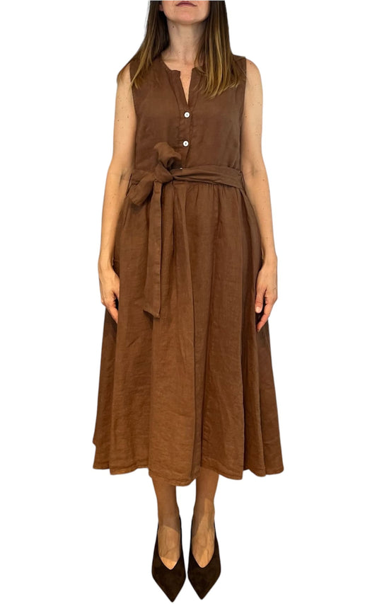 Off-on - Abito lino - Marrone