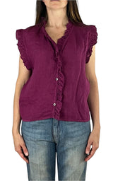 Off-on - Top volant lino - Ciclamino