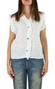 Off-on - Top volant lino - Bianco