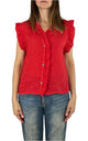 Off-on - Top volant lino - Rosso
