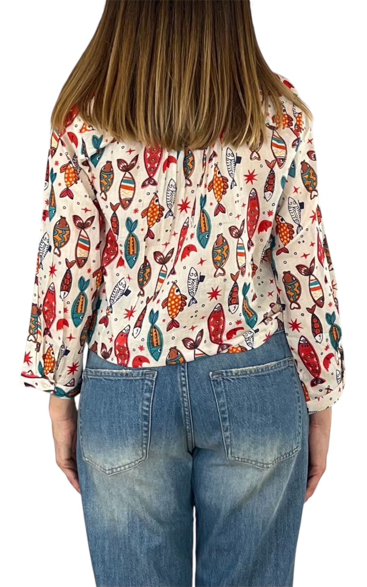 Palme - Camicia mussola fantasia - Burro
