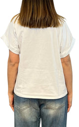 Initial - T-shirt manica risvolto - Bianco