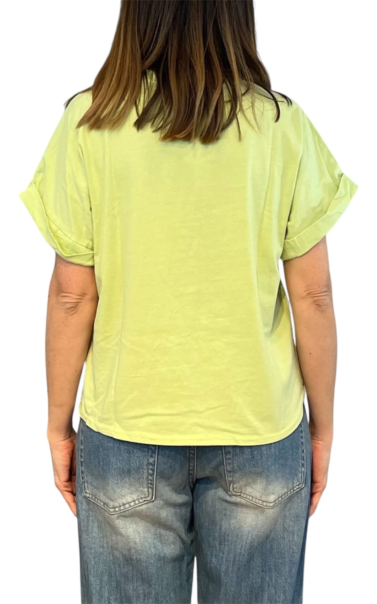 Initial - T-shirt manica risvolto - Lime