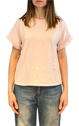 Initial - T-shirt manica risvolto - Rosa