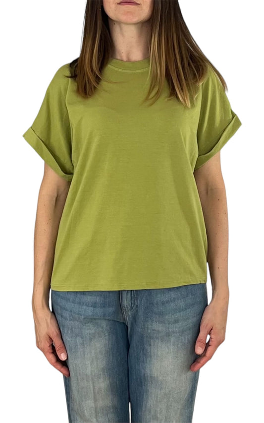 Initial - T-shirt manica risvolto - Olio