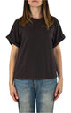 Initial - T-shirt manica risvolto - Marrone