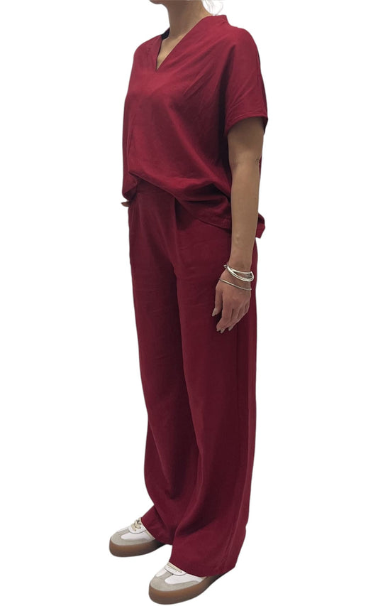 Off-On - Completo lino e viscosa - Rosso india
