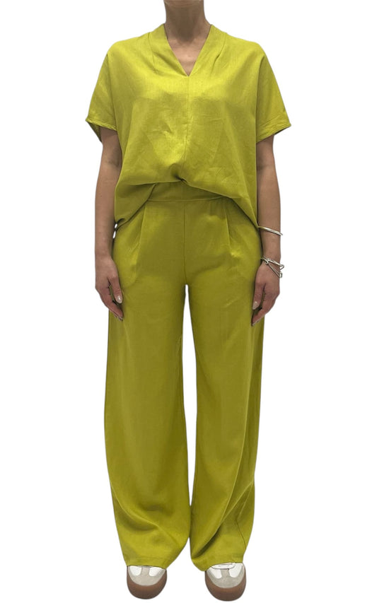 Off-On - Completo lino e viscosa - Lime