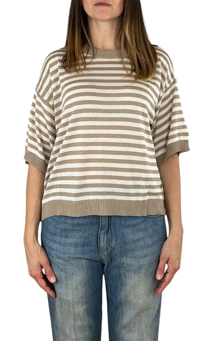 Off-on - Maglia riga - Burro/beige