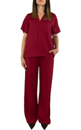 Off-On - Completo lino e viscosa - Rosso india