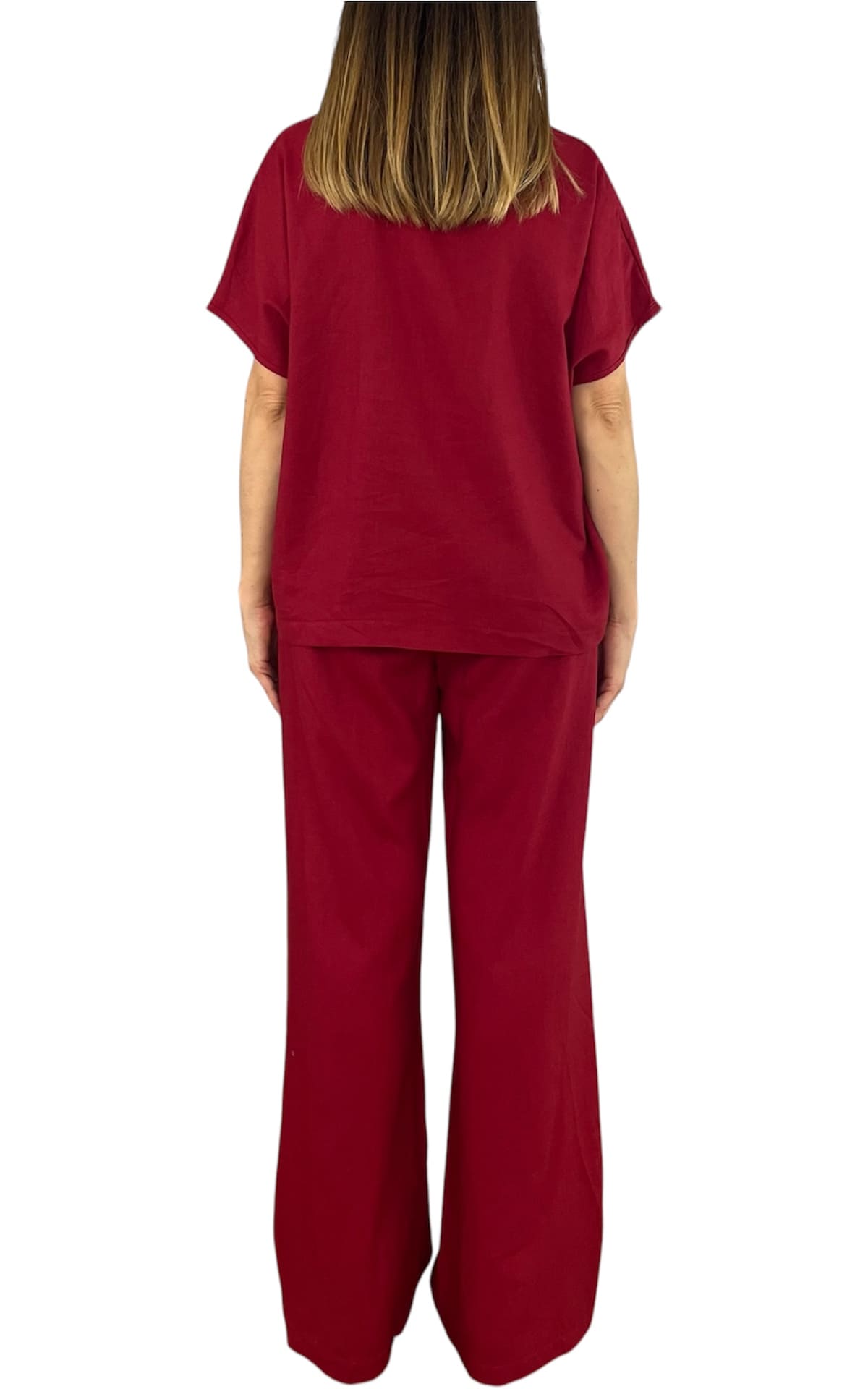 Off-On - Completo lino e viscosa - Rosso india