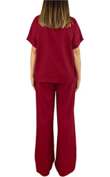 Off-On - Completo lino e viscosa - Rosso india