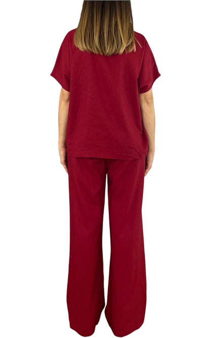 Off-On - Completo lino e viscosa - Rosso india