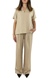 Off-On - Completo lino e viscosa - Sabbia