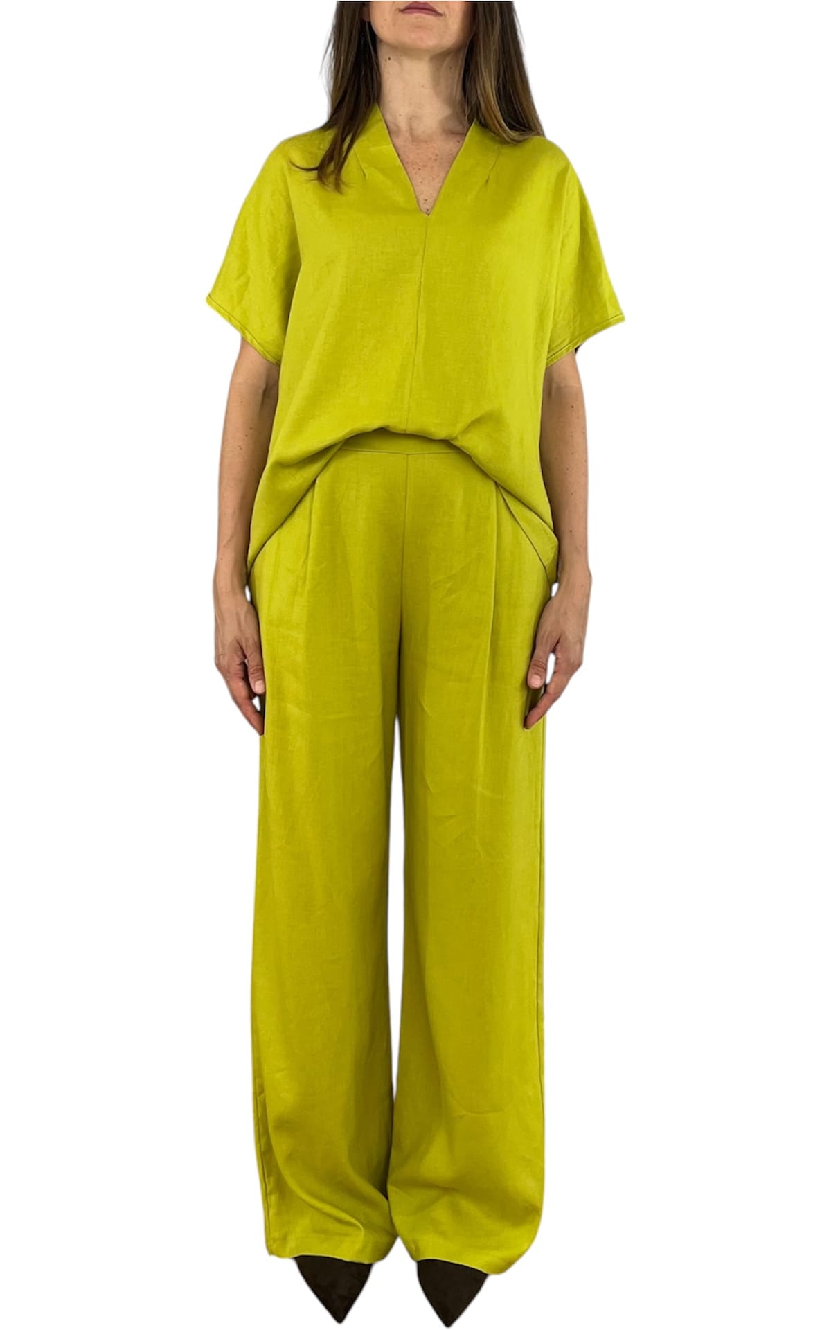 Off-On - Completo lino e viscosa - Lime