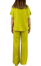 Off-On - Completo lino e viscosa - Lime