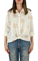 Off-On - Camicia mussola ricamo - Burro
