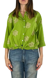 Off-On - Camicia mussola ricamo - Verde