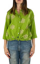 Off-On - Camicia mussola ricamo - Verde