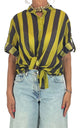 Off-On - Camicia mussola a righe - Moro/Senape