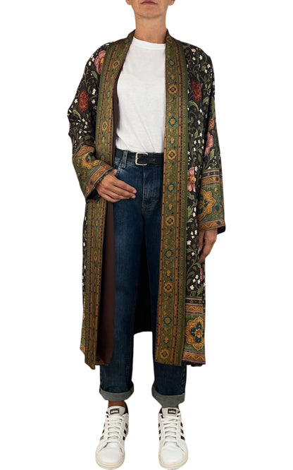Wu'Side - Kimono lungo - Rosa/Marrone