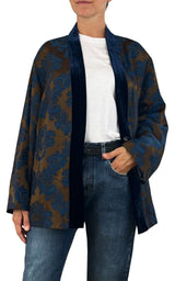 Wu'Side - Kimono corto damascato - Blu/Moro