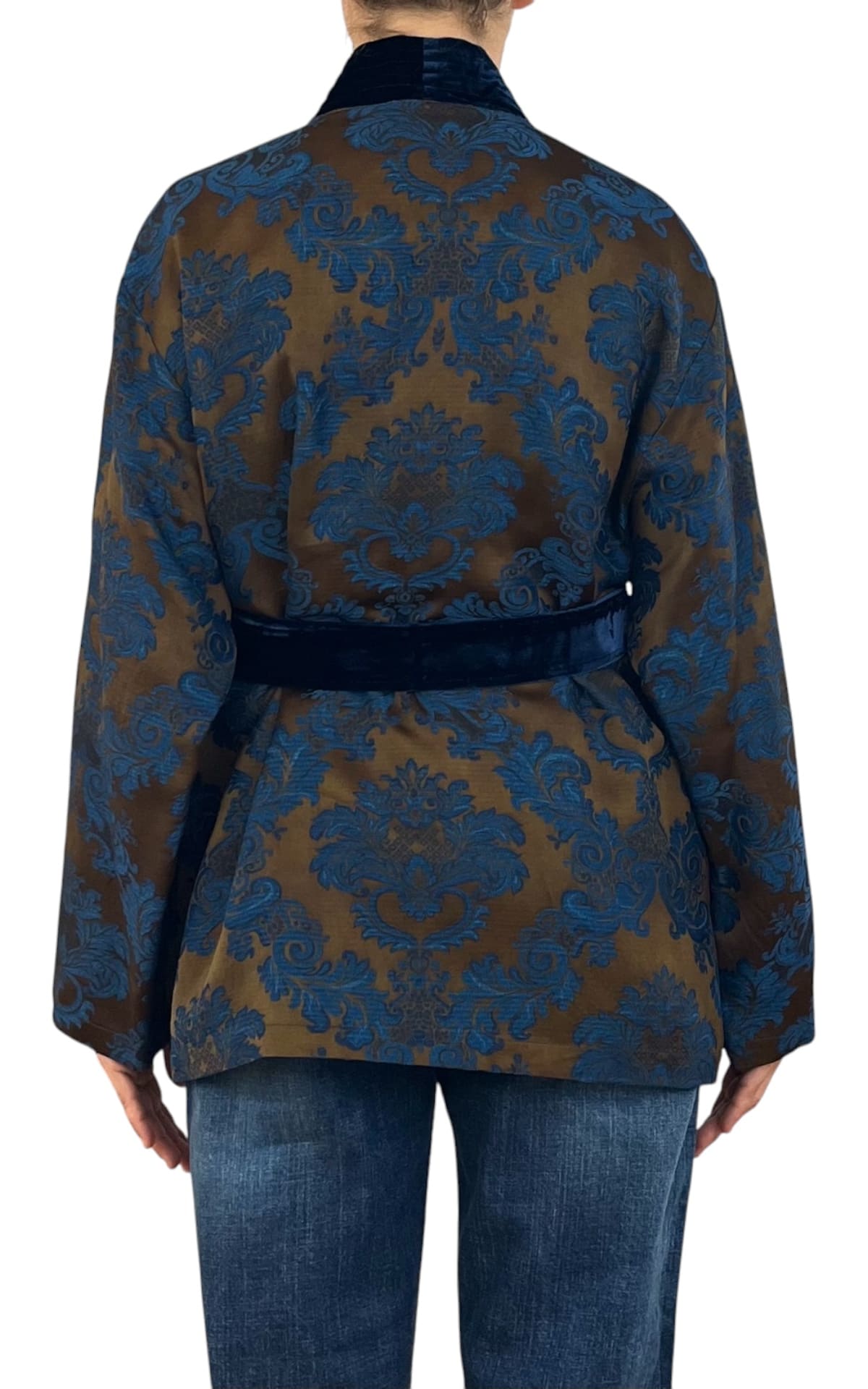 Wu'Side - Kimono corto damascato - Blu/Moro