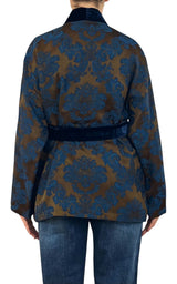 Wu'Side - Kimono corto damascato - Blu/Moro