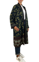 Wu'Side - Kimono lungo - Nero/Verde